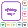 Car services solid simple icons in color rounded square frames on white background - Car services solid simple icons