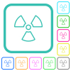 Radiation outline vivid colored flat icons - Radiation outline vivid colored flat icons in curved borders on white background