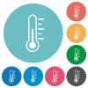 Thermometer medium temperature flat white icons on round color backgrounds - Thermometer medium temperature flat round icons