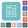 Flatware box rounded square flat icons - Flatware box white flat icons on color rounded square backgrounds