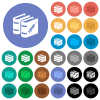 Vaccine documentation multi colored flat icons on round backgrounds. Included white, light and dark icon variations for hover and active status effects, and bonus shades. - Vaccine documentation round flat multi colored icons