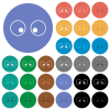 Watching eyes outline multi colored flat icons on round backgrounds. Included white, light and dark icon variations for hover and active status effects, and bonus shades. - Watching eyes outline round flat multi colored icons