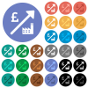 Rising power plant english Pound prices multi colored flat icons on round backgrounds. Included white, light and dark icon variations for hover and active status effects, and bonus shades. - Rising power plant english Pound prices round flat multi colored icons
