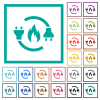 Gas energy flat color icons with quadrant frames - Gas energy flat color icons with quadrant frames on white background