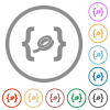 Software patch flat color icons in round outlines on white background - Software patch flat icons with outlines