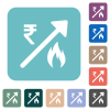 Rising gas energy Indian Rupee prices white flat icons on color rounded square backgrounds - Rising gas energy Indian Rupee prices rounded square flat icons