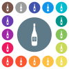 Wine bottle with grapes flat white icons on round color backgrounds. 17 background color variations are included. - Wine bottle with grapes flat white icons on round color backgrounds