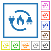 Gas energy flat framed icons - Gas energy flat color icons in square frames on white background