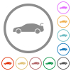 Car trunk open dashboard indicator flat color icons in round outlines on white background - Car trunk open dashboard indicator flat icons with outlines