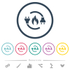 Gas energy flat color icons in round outlines. 6 bonus icons included. - Gas energy flat color icons in round outlines