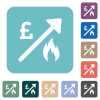 Rising gas energy english Pound prices rounded square flat icons - Rising gas energy english Pound prices white flat icons on color rounded square backgrounds