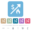 Rising gas energy american dollar prices flat icons on color rounded square backgrounds - Rising gas energy american dollar prices white flat icons on color rounded square backgrounds. 6 bonus icons included