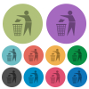 Tidy man solid darker flat icons on color round background - Tidy man solid color darker flat icons