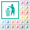 Tidy man solid flat color icons with quadrant frames on white background - Tidy man solid flat color icons with quadrant frames