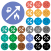 Rising gas energy russian Ruble prices round flat multi colored icons - Rising gas energy russian Ruble prices multi colored flat icons on round backgrounds. Included white, light and dark icon variations for hover and active status effects, and bonus shades.