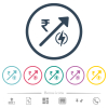 Rising electricity energy Indian Rupee prices flat color icons in round outlines. 6 bonus icons included. - Rising electricity energy Indian Rupee prices flat color icons in round outlines