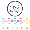 shuffle outline flat color icons in round outlines. 6 bonus icons included. - shuffle outline flat color icons in round outlines