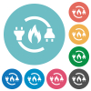 Gas energy flat white icons on round color backgrounds - Gas energy flat round icons