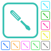 Single screwdriver vivid colored flat icons in curved borders on white background