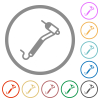 Dental drill flat icons with outlines - Dental drill flat color icons in round outlines on white background