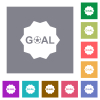 Goal sticker with sharp edges solid flat icons on simple color square backgrounds