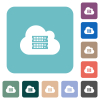 Cloud servers white flat icons on color rounded square backgrounds