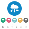 Cloud connections solid flat white icons on round color backgrounds. 6 bonus icons included.