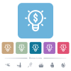 Profitable idea outline white flat icons on color rounded square backgrounds. 6 bonus icons included - Profitable idea outline flat icons on color rounded square backgrounds