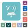 Solar energy recycling white flat icons on color rounded square backgrounds - Solar energy recycling rounded square flat icons