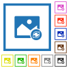 Image refresh alternate flat color icons in square frames on white background - Image refresh alternate flat framed icons