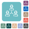 Networking business group outline white flat icons on color rounded square backgrounds - Networking business group outline rounded square flat icons