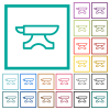 Anvil outline flat color icons with quadrant frames on white background - Anvil outline flat color icons with quadrant frames