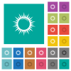 Sun and sunbeams multi colored flat icons on plain square backgrounds. Included white and darker icon variations for hover or active effects. - Sun and sunbeams square flat multi colored icons