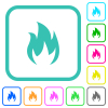 Fire vivid colored flat icons in curved borders on white background - Fire vivid colored flat icons