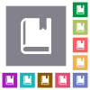 Book with bookmark solid flat icons on simple color square backgrounds - Book with bookmark solid square flat icons