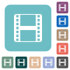 Film strip white flat icons on color rounded square backgrounds - Film strip rounded square flat icons