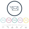 Sending mail outline flat color icons in round outlines. 6 bonus icons included. - Sending mail outline flat color icons in round outlines