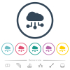 Cloud connections solid flat color icons in round outlines. 6 bonus icons included. - Cloud connections solid flat color icons in round outlines