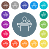 Public speaking outline flat white icons on round color backgrounds - Public speaking outline flat white icons on round color backgrounds. 17 background color variations are included.