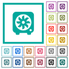 Ventilator flat color icons with quadrant frames on white background - Ventilator flat color icons with quadrant frames