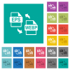 EPS WEBP file conversion multi colored flat icons on plain square backgrounds. Included white and darker icon variations for hover or active effects. - EPS WEBP file conversion square flat multi colored icons