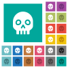 Skull solid multi colored flat icons on plain square backgrounds. Included white and darker icon variations for hover or active effects. - Skull solid square flat multi colored icons