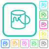 Paint bucket outline vivid colored flat icons in curved borders on white background - Paint bucket outline vivid colored flat icons