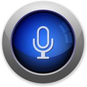 Blue glossy microphone web button