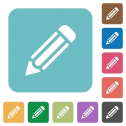 Flat pencil icons on rounded square color backgrounds. - Flat pencil icons