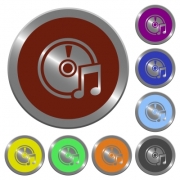 Set of color glossy coin-like audio CD buttons. - Color audio CD buttons - Large thumbnail