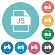 Flat JS file format icon set on round color background. - Flat JS file format icons - Large thumbnail