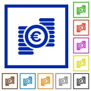 Set of color square framed euro coins flat icons - Euro coins framed flat icons - Large thumbnail