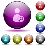 Set of color search user glass sphere buttons with shadows. - Search user glass sphere buttons - Large thumbnail