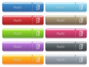 Set of refill glossy color captioned menu buttons with embossed icons - Refill captioned menu button set